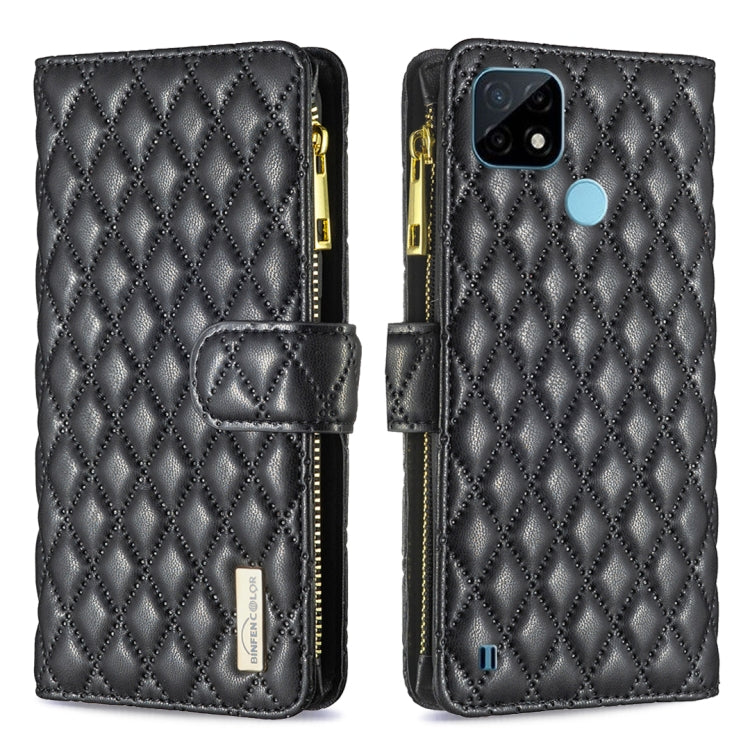  C20 Diamond Lattice Zipper Wallet Leather Flip Phone Case(Black) Eurekaonline