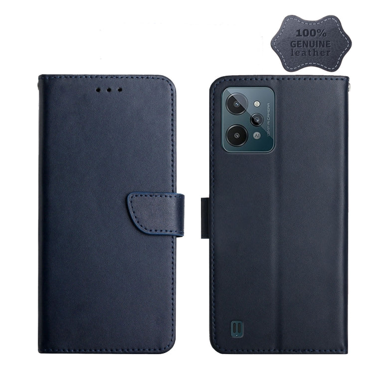 For OPPO Realme C31 Genuine Leather Fingerprint-proof Horizontal Flip Phone Case(Blue) Eurekaonline