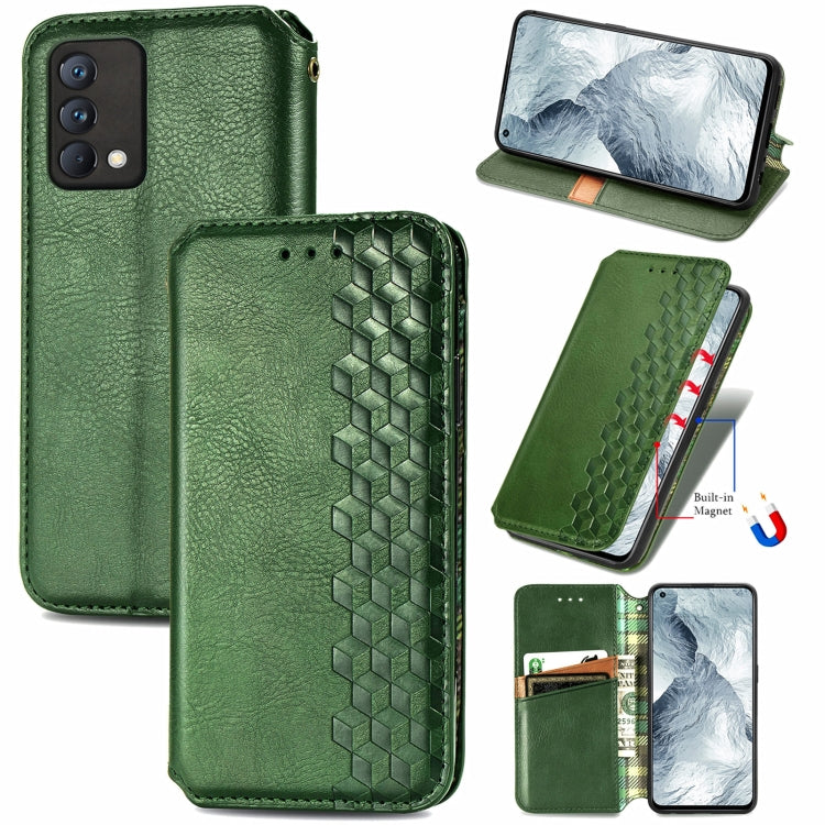 For OPPO Realme GT Master Cubic Grid Pressed Horizontal Flip Magnetic PU Leather Case with Holder & Card Slots & Wallet(Green) Eurekaonline