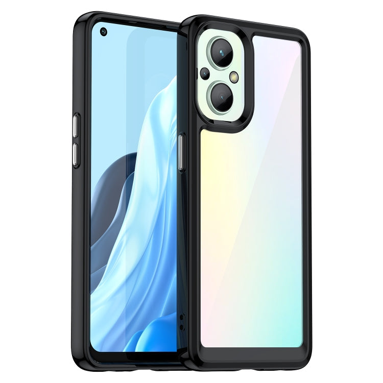 For OPPO Reno 7 Lite Colorful Series Acrylic + TPU Phone Case(Black) Eurekaonline