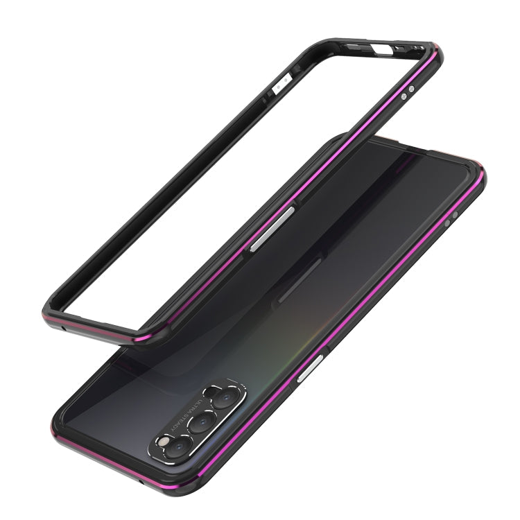 For OPPO Reno4 Aluminum Alloy Shockproof Protective Bumper Frame(Black Purple) Eurekaonline