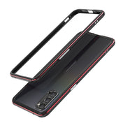 For OPPO Reno4 Aluminum Alloy Shockproof Protective Bumper Frame(Black Red) Eurekaonline