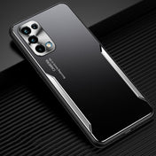 For OPPO Reno5 5G Blade Series TPU Frame + Titanium Alloy Sand Blasting Technology Backplane + Color Aluminum Alloy Decorative Edge Mobile Phone Protective Shell(Black + Silver) Eurekaonline