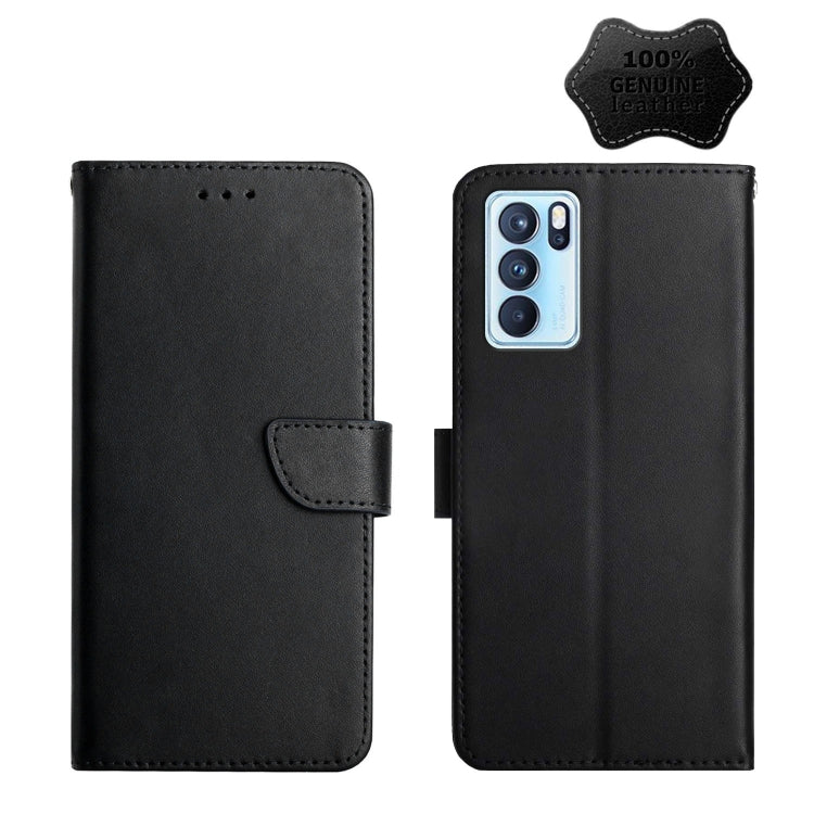 For OPPO Reno6 Pro 5G Genuine Leather Fingerprint-proof Horizontal Flip Phone Case(Black) Eurekaonline