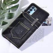 For OPPO Reno6 Pro Denim Horizontal Flip Leather Case with Holder & Card Slot & Wallet(Black) Eurekaonline