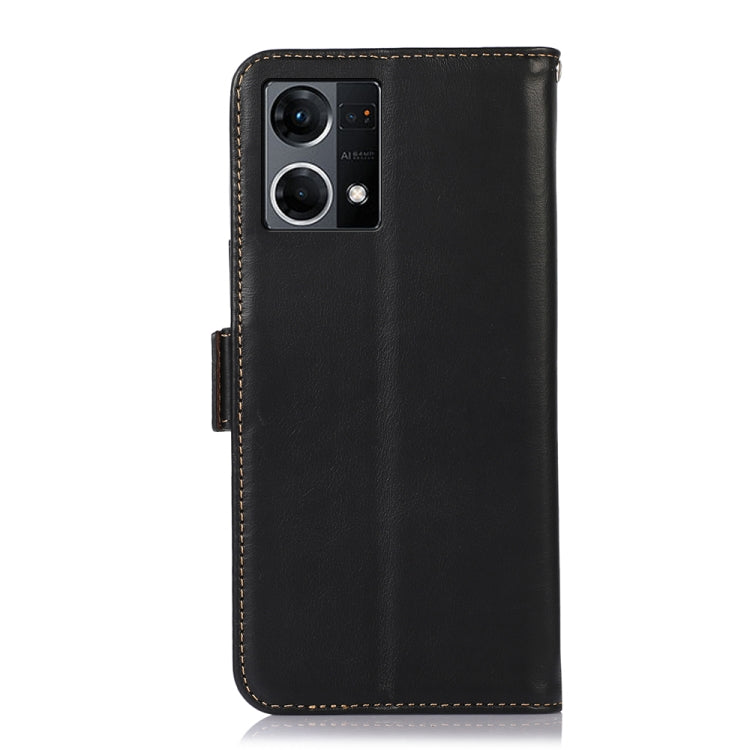 For OPPO Reno7 4G Global/F21 Pro 4G Crazy Horse Top Layer Cowhide Leather Phone Case(Black) Eurekaonline