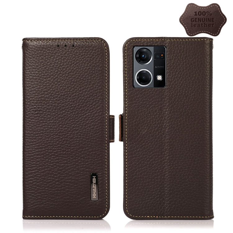 F21 Pro 4G KHAZNEH Side-Magnetic Litchi Genuine Leather RFID Phone Case(Brown) Eurekaonline