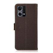 For OPPO Reno7 4G Global/F21 Pro 4G KHAZNEH Side-Magnetic Litchi Genuine Leather RFID Phone Case(Brown) Eurekaonline