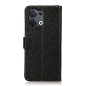 For OPPO Reno8 5G KHAZNEH Side-Magnetic Litchi Genuine Leather RFID Phone Case(Black) Eurekaonline