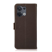For OPPO Reno8 5G KHAZNEH Side-Magnetic Litchi Genuine Leather RFID Phone Case(Brown) Eurekaonline