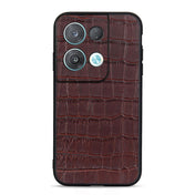 For OPPO Reno8 Crocodile Texture Genuine Leather Phone Case(Brown) Eurekaonline