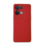 For OPPO Reno8 Genuine Leather Luolai Series Nano Plating Phone Case(Red) Eurekaonline