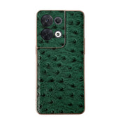 For OPPO Reno8 Genuine Leather Ostrich Texture Nano Plating Phone Case(Green) Eurekaonline