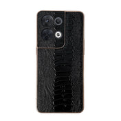 For OPPO Reno8 Genuine Leather Weilai Series Nano Plating Phone Case(Black) Eurekaonline