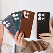 For OPPO Reno8 Genuine Leather Xiaoya Series Nano Plating Phone Case(Coffee) Eurekaonline