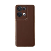 For OPPO Reno8 Genuine Leather Xiaoya Series Nano Plating Phone Case(Coffee) Eurekaonline