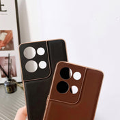 For OPPO Reno8 Genuine Leather Xiaoya Series Nano Plating Phone Case(Coffee) Eurekaonline