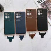 For OPPO Reno8 Genuine Leather Xiaoya Series Nano Plating Phone Case(Dark Green) Eurekaonline