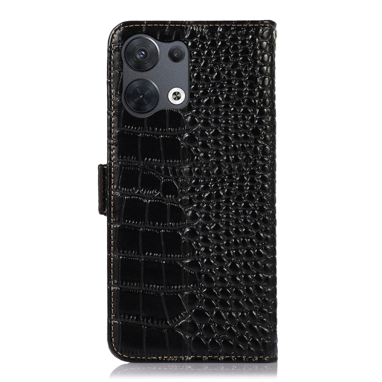 For OPPO Reno8 Pro+ 5G China / 8 Pro 5G Foreign Crocodile Top Layer Cowhide Leather Phone Case(Black) Eurekaonline