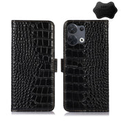 For OPPO Reno8 Pro+ 5G China / 8 Pro 5G Foreign Crocodile Top Layer Cowhide Leather Phone Case(Black) Eurekaonline