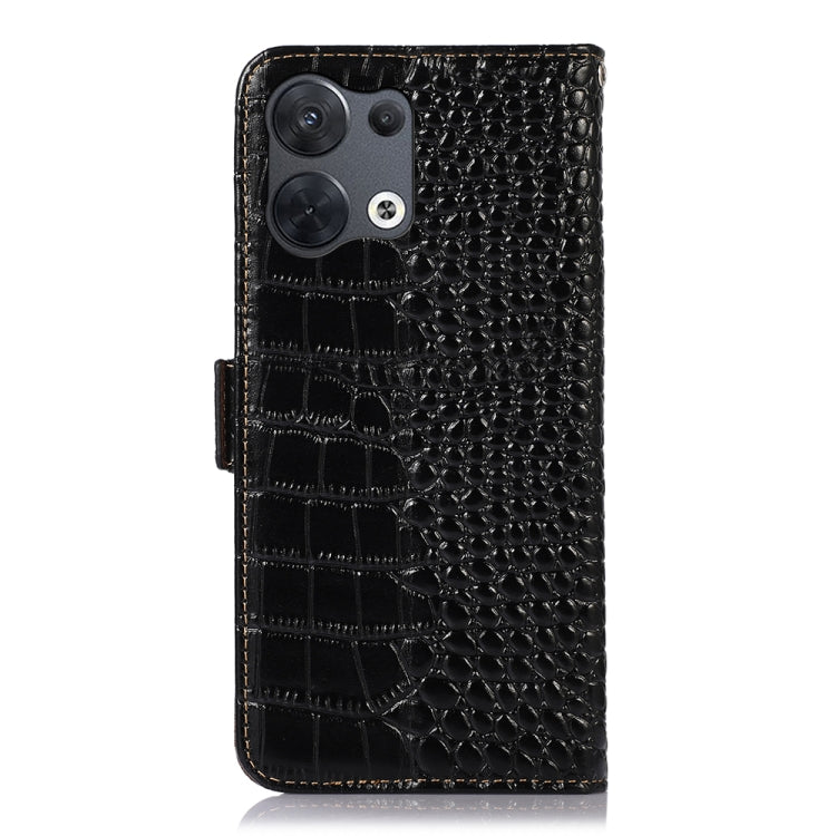 For OPPO Reno8 Pro 5G China Crocodile Top Layer Cowhide Leather Phone Case(Black) Eurekaonline