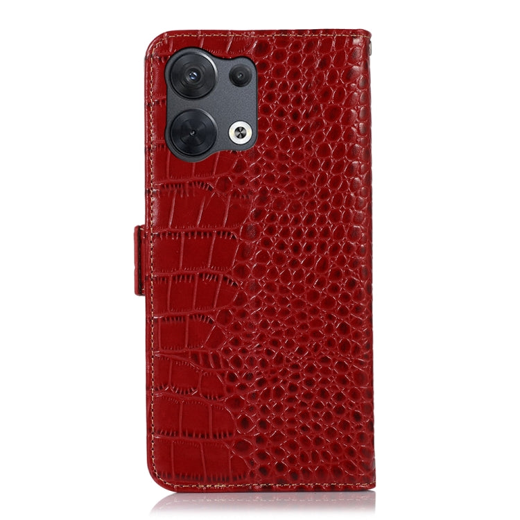 For OPPO Reno8 Pro 5G China Crocodile Top Layer Cowhide Leather Phone Case(Red) Eurekaonline