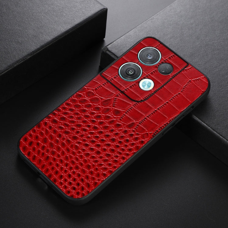 For OPPO Reno8 Pro 5G China Crocodile Top Layer Cowhide Leather Phone Case(Red) Eurekaonline