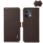 For OPPO Reno8 Pro+ 5G KHAZNEH Side-Magnetic Litchi Genuine Leather RFID Phone Case(Brown) Eurekaonline