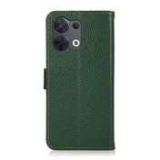 For OPPO Reno8 Pro 5G KHAZNEH Side-Magnetic Litchi Genuine Leather RFID Phone Case(Green) Eurekaonline