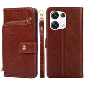 For OPPO Reno8 Pro+ 5G Zipper Bag PU + TPU Horizontal Flip Leather Phone Case(Brown) Eurekaonline