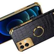 For OPPO Reno8 Pro+ 6D Electroplating Crocodile Texture Phone Case With Holder(Black) Eurekaonline