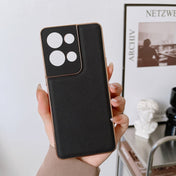 For OPPO Reno8 Pro Genuine Leather Luolai Series Nano Plating Phone Case(Black) Eurekaonline