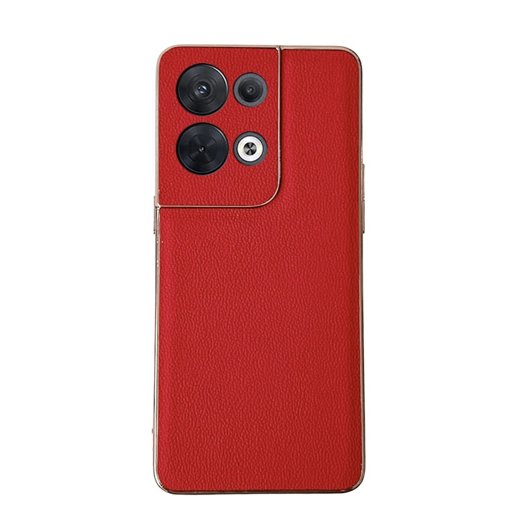 For OPPO Reno8 Pro Genuine Leather Luolai Series Nano Plating Phone Case(Red) Eurekaonline