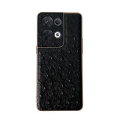 For OPPO Reno8 Pro Genuine Leather Ostrich Texture Nano Plating Phone Case(Black) Eurekaonline