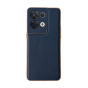 For OPPO Reno8 Pro Genuine Leather Xiaoya Series Nano Plating Phone Case(Blue) Eurekaonline