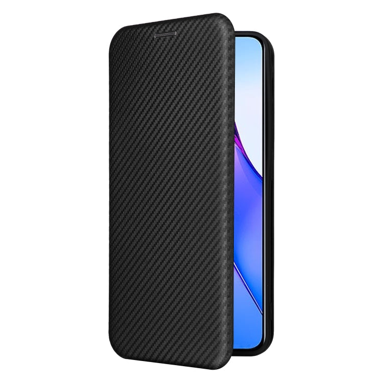  Reno8 Pro+ Carbon Fiber Texture Flip Leather Phone Case(Black) Eurekaonline