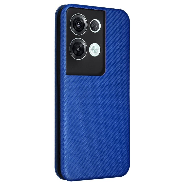 For OPPO Reno8 Pro / Reno8 Pro+ Carbon Fiber Texture Flip Leather Phone Case(Blue) Eurekaonline