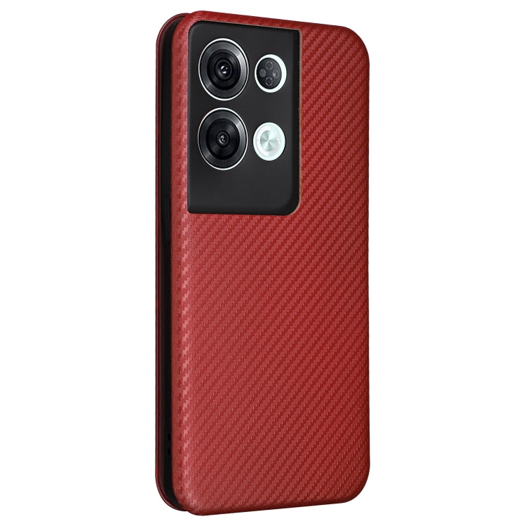 For OPPO Reno8 Pro / Reno8 Pro+ Carbon Fiber Texture Flip Leather Phone Case(Brown) Eurekaonline