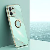 For OPPO Reno8 Pro XINLI Straight Edge 6D Electroplate TPU Phone Case with Ring Holder(Mint Green) Eurekaonline