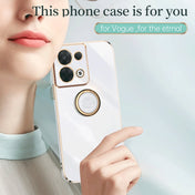 For OPPO Reno8 Pro XINLI Straight Edge 6D Electroplate TPU Phone Case with Ring Holder(Mint Green) Eurekaonline