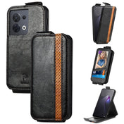 For OPPO Reno8 Splicing Wallet Card Holder Vertical Flip Leather Phone Case(Black) Eurekaonline