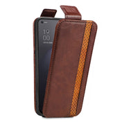 For OPPO Reno8 Splicing Wallet Card Holder Vertical Flip Leather Phone Case(Brown) Eurekaonline