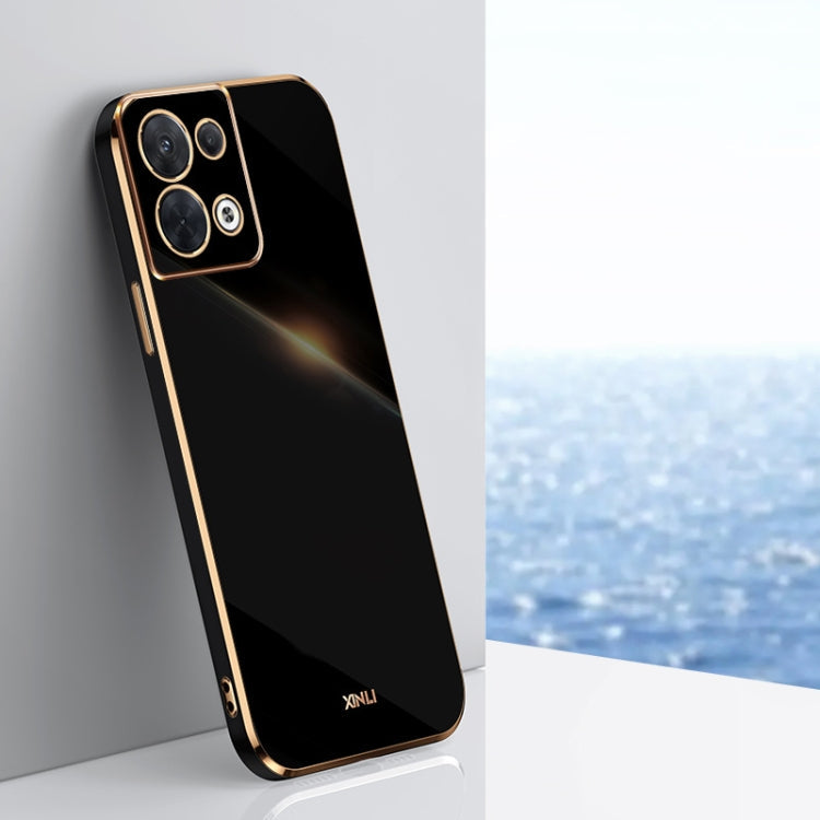 For OPPO Reno8 XINLI Straight 6D Plating Gold Edge TPU Phone Case(Black) Eurekaonline