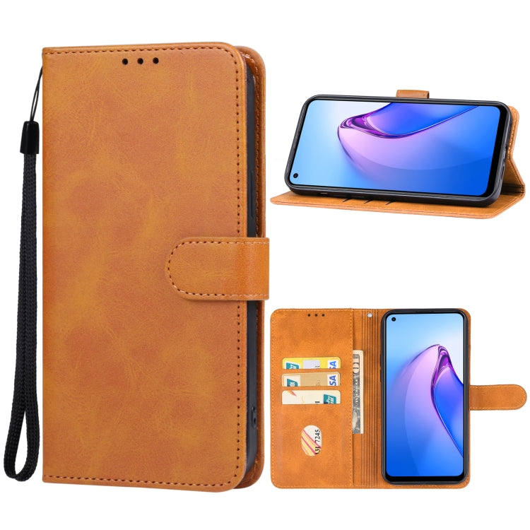 For OPPO Reno8 Z Leather Phone Case(Brown) Eurekaonline