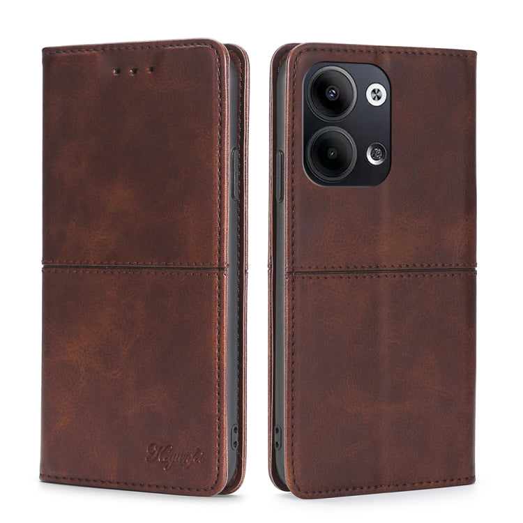 For OPPO Reno9 5G / Reno9 Pro 5G Cow Texture Magnetic Horizontal Flip Leather Phone Case(Dark Brown) Eurekaonline