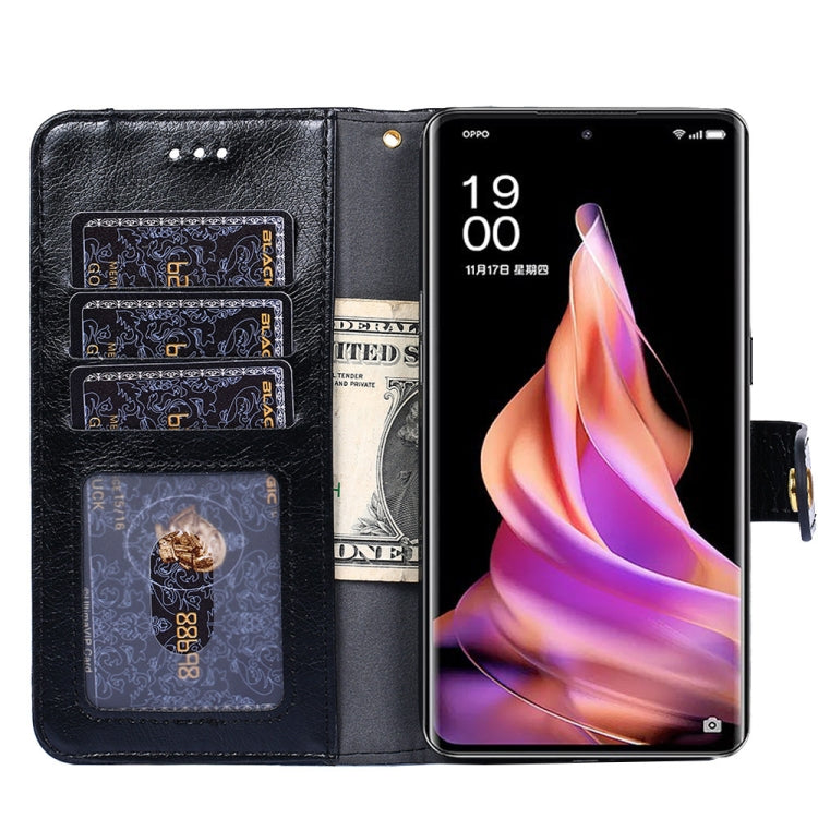 For OPPO Reno9 5G / Reno9 Pro 5G Zipper Bag Leather Phone Case(Black) Eurekaonline