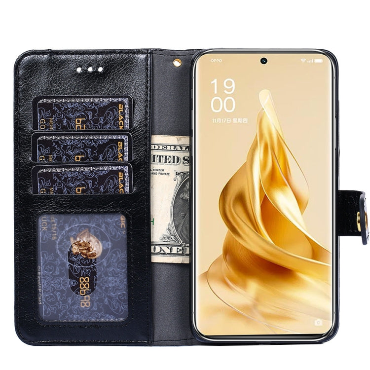 For OPPO Reno9 Pro+ 5G Zipper Bag Leather Phone Case(Black) Eurekaonline