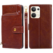 For OPPO Reno9 Pro+ 5G Zipper Bag Leather Phone Case(Brown) Eurekaonline