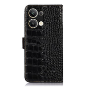 For OPPO Reno9 Pro+ Crocodile Top Layer Cowhide Leather Phone Case(Black) Eurekaonline