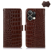 For OPPO Reno9 Pro+ Crocodile Top Layer Cowhide Leather Phone Case(Brown) Eurekaonline